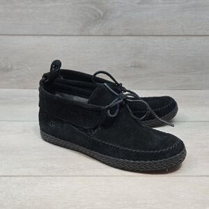 UGG Australia Women Ankle Moccasin Black Suede Chukka Boots Shoes Sz 7